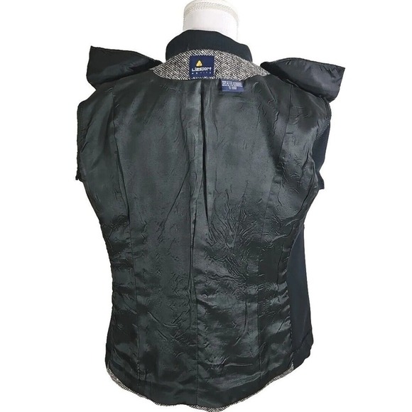 VNTG. LIZSPORT~Woman Sz 8 Petite~ Black/White 100% Wool Zip-Up Blazer Colorblock - Picture 12 of 12